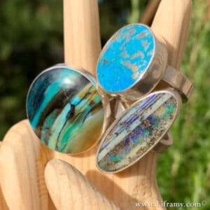 Amy's Collection of Handcrafted Boho Peace Opal and Turquoise Statement Rings