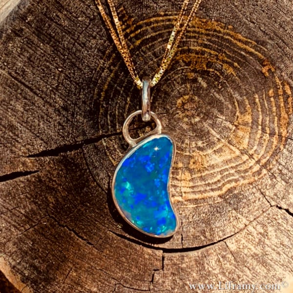 Hand forged Dreamy Black Opal color changes Statement pendant