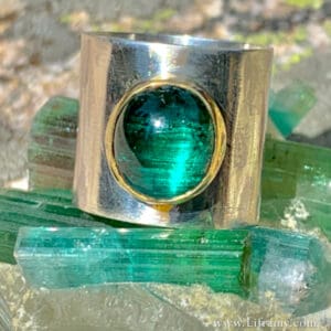 Exquisitely Crafted Cats-eye Tourmaline Cigar Band Ring by Liframy Hand-forged by Amy Whitten