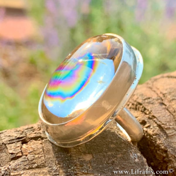 Stunning bohostyle Opalescent Crystal Jewelry ring