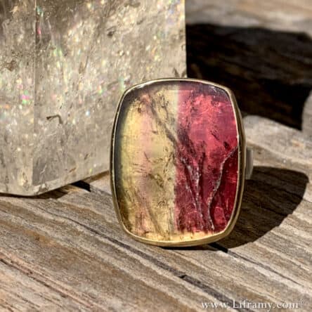 Liframy – Tourmaline Stone Set in Hand-forged Ring  size 7