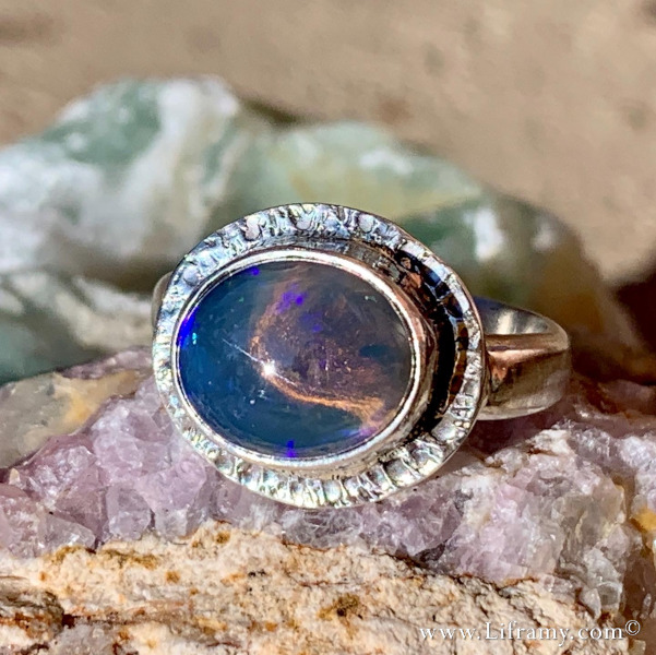 Lightning ridge opal Statement jewelry ring by Amy “Liframy” Whitten