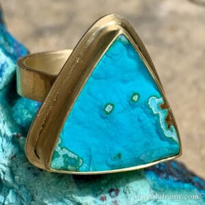 Shop Liframy - Tropical Gem Silica 18k Gold Ring One of a kind hand forged statement jewelry by Amy Whitten in the Rocky Mountains of the USA