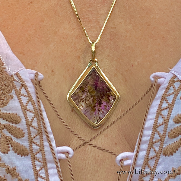 Shop Liframy - Super Seven Crystal Pendant One of a kind hand forged statement jewelry by Amy Whitten in the Rocky Mountains of the USA