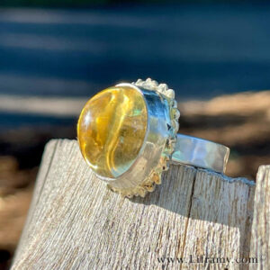 Shop Liframy - Yellow Topaz Sunshine Gold Sterling Ring size 9 One of a kind hand forged statement jewelry by Amy Whitten in the Rocky Mountains of the USA