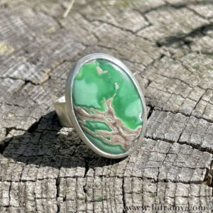 Shop Liframy - Utah Variscite Sterling Grounding Ring size 7.5 One of a kind hand forged statement jewelry by Amy Whitten in the Rocky Mountains of the USA
